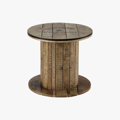 Maisons du Monde Mango wood cable reel side table D 50cm Sailor