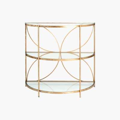 Maisons du Monde Half-Moon Gold Metal and Glass Side Table
