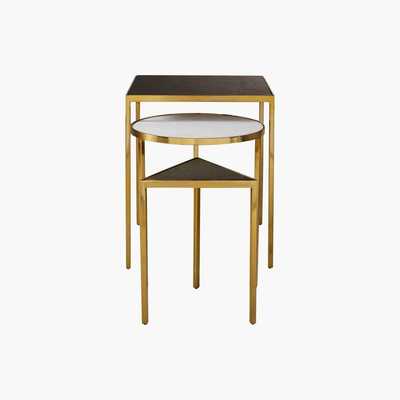 Maisons du Monde Marble and Shiny Gold Metal Side Tables (x3)