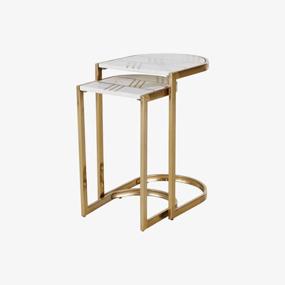 Maisons du Monde White marble and gold steel side tables