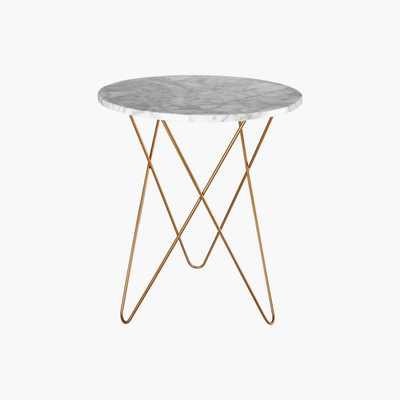 Maisons du Monde Light-coloured marble and gold metal side table