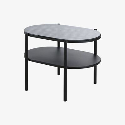 Maisons du Monde Side table in matte black metal and glass