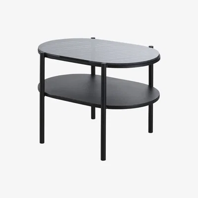 Maisons du Monde Side table in matte black metal and glass