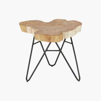 Maisons du Monde Black metal and teak root side table Tuvalu
