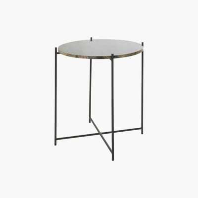 Maisons du Monde Brown Marble and Black Metal Side Table