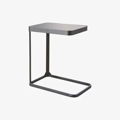 Maisons du Monde Black Smoked Glass and Metal Side Table