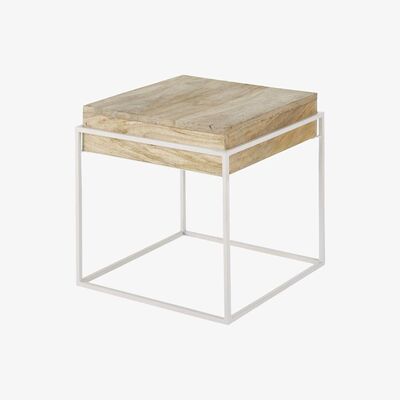 Maisons du Monde Side table in mango wood and white metal