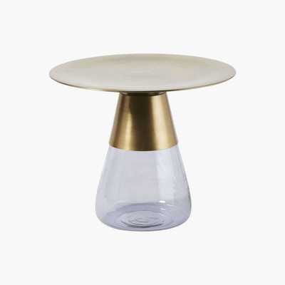 Maisons du Monde Gold Metal and Smoked Glass Side Table