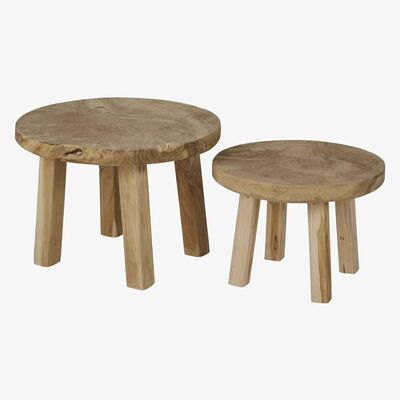 Maisons du Monde Handmade Teak Side Tables (x2)