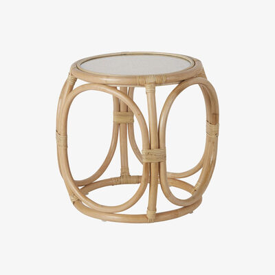Maisons du Monde Rattan and glass side table