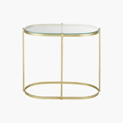 Maisons du Monde Gold Metal and Glass Side Table