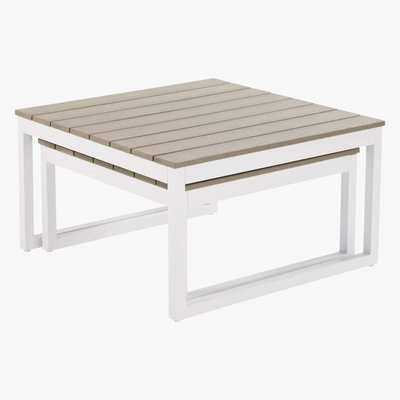 Maisons du Monde White Aluminium Garden Coffee Nest of Tables Escale