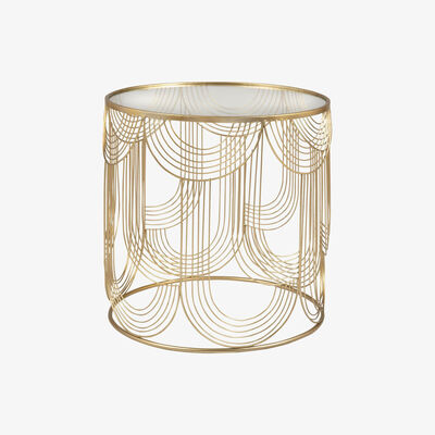 Maisons du Monde Side table in tempered glass and gold wire metal
