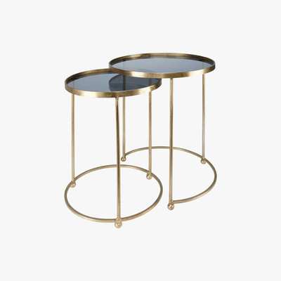 Maisons du Monde 2 Gold Metal and Glass Side Tables