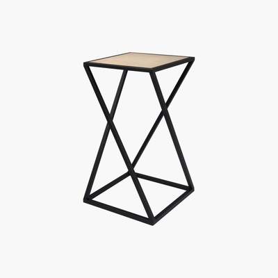 Maisons du Monde Black and Beige Recycled Iron Side Table