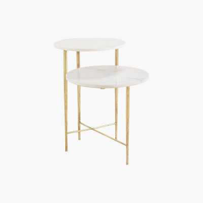 Maisons du Monde End Table with 2 White Marble Tops
