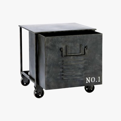 Maisons du Monde EDISON metal industrial side table on castors W 39cm