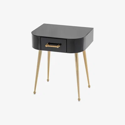 My Furniture Mason Black Glass Side Table – Brushed Gold Legs