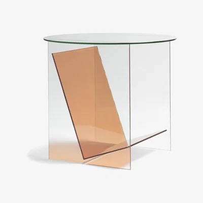 Made in Design Tabloid End table - / Ø 50 x H 46 cm - Glass by & klevering Orange
