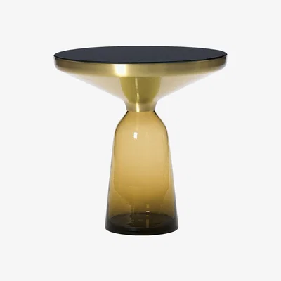 Made in Design Bell Side End table - / Ø 50 x H 53 cm - Glass table top by ClassiCon Orange/Gold