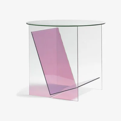 Made in Design Tabloid End table - / Ø 50 x H 46 cm - Glass by & klevering Pink