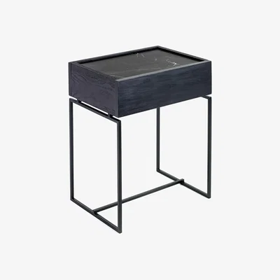 Made in Design Nero End table - With drawer - Marble - L 40 x H 52 cm by Serax Black
