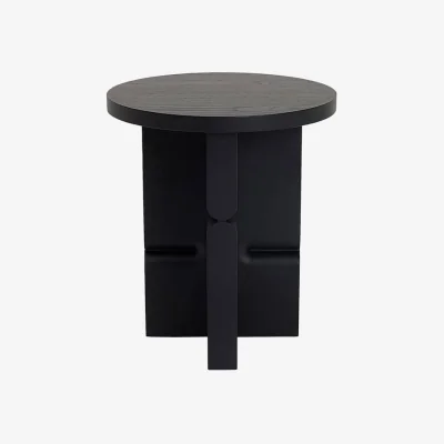 Made in Design Coloured Wood Noon End table wood black / Ø 38 x H 42.5 cm - NOBODINOZ