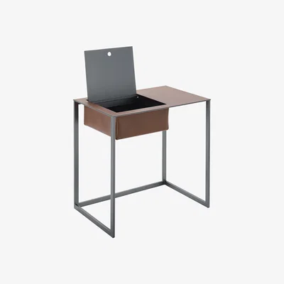 Made in Design Taschino End table - Leather / Left drawer by Zanotta Brown