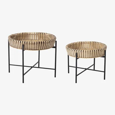 Made in Design Nature End table - / Set of 2 - Ø50 x H40 / Ø 61 x H 52 cm by Bloomingville Black/Natural wood