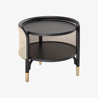 Made in Design Mos End table - / 50 x 47 cm - Caning & wood by Wiener GTV Design Black/Beige
