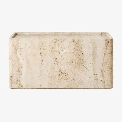 Made in Design Pietra End table stone white / 30 x 80 x H 40 cm - Travertine - Gubi