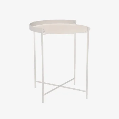 Made in Design Edge End table metal white / Folding handle -Ø 46 x H 53 cm - Houe