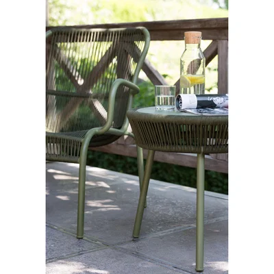 Made in Design Loop Rope End table - / Hand-woven polyethylene cord by Vincent Sheppard Green