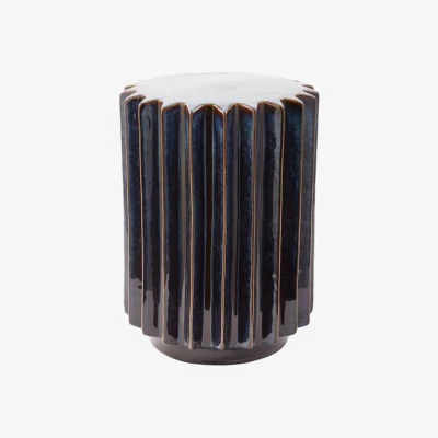 Made in Design Okra End table ceramic blue / Ø 34 x H 46 cm - Pols Potten