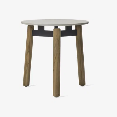 Made in Design Lento End table - / Ceramic and teak - Ø 45 x H 44 cm by Vincent Sheppard White/Natural wood