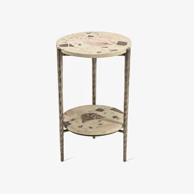 Made in Design Nougat End table - / Ø 37 x H 55 cm - Terrazzo by Pols Potten White