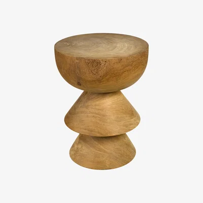 Made in Design Skirt End table - / Hand-carved wood by Pols Potten Natural wood