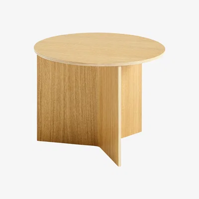 Made in Design Slit Wood End table - / Bass - Ø 45 x H 35.5 cm / Bois by Hay Natural wood