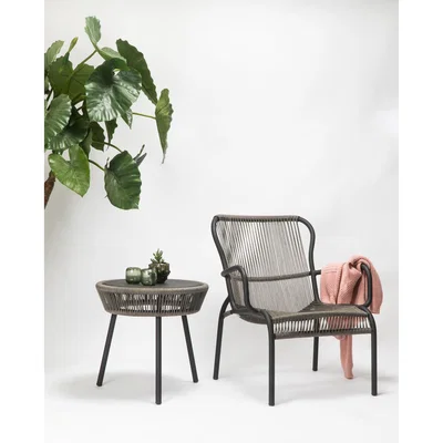 Made in Design Loop End table - / Hand-woven polyethylene cords - Ø 51 cm by Vincent Sheppard Grey