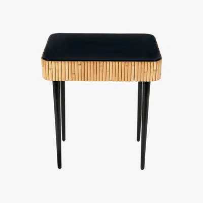Made in Design Riviera End table - / Rattan - Drawer by Maison Sarah Lavoine Black/Natural wood