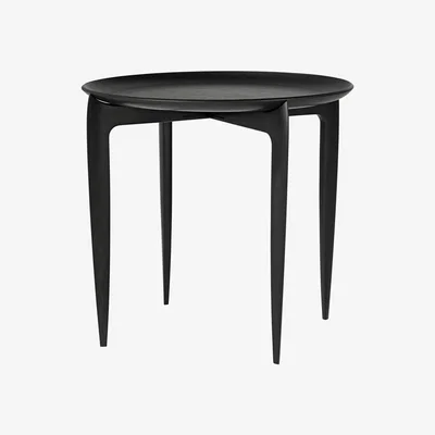 Made in Design Tray Small End table - / 1958 reissue - Removable top Ø 45 cm by Fritz Hansen Black