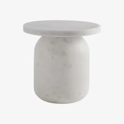 Made in Design Juju End table - Stool - Marble effect - Ø 52 cm by Serralunga White
