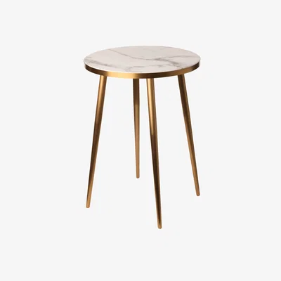 Made in Design End table - / Ø 40 x H 55 cm - Marble look by Pols Potten White
