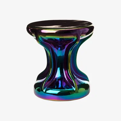 Made in Design Oily End table - / Iridescent ceramic - Ø 39 x H 41 cm by Pols Potten Multicoloured/Metal