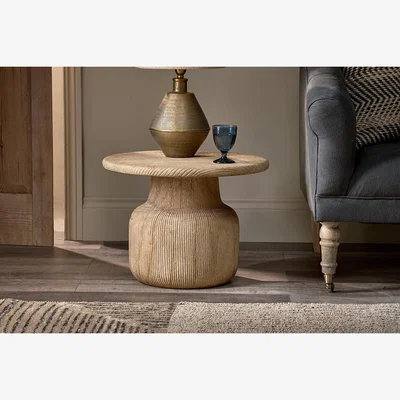 Nkuku Nkuku Vivan Grooved Wood Side Table | Tables | Natural