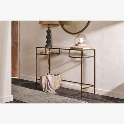 Nkuku Nkuku Nakuru Iron & Glass Console Table | Tables | Brass
