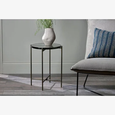 Nkuku Nkuku Aluva Glass Side Table | Tables | Antique Brass