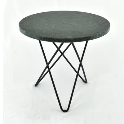 Nordic Nest OX Denmarq Mini O side table Ø40 H37. black undercarriage green marble