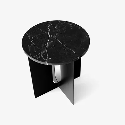 Nordic Nest Audo Copenhagen Androgyne side table Marble black ø42 cm black steel stand