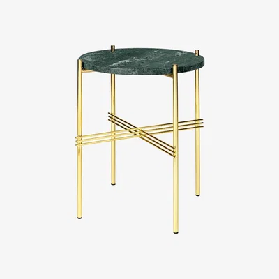 Nordic Nest Gubi TS Round side table Green guatemala marble ø40 brass stand